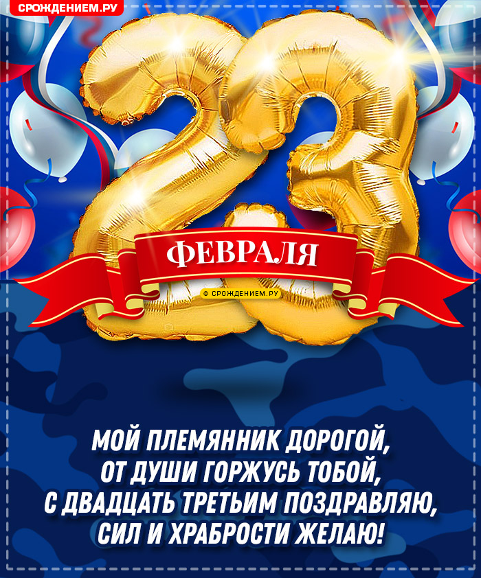 С 23 февраля Племяннику: открытки, поздравления, гифки, аудио от Путина